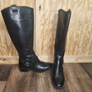 Karl Lagerfeld Muret Leather Black Tall Boots